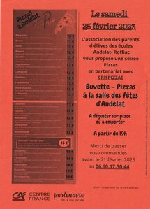 SOIRÉE PIZZA AVEC L'APE DU RPI ANDELAT - ROFFIAC